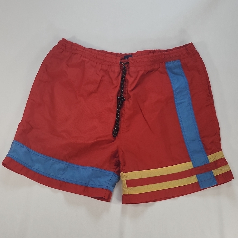 Pace Vintage Red Yellow Blue Swim Shorts with Drawstring